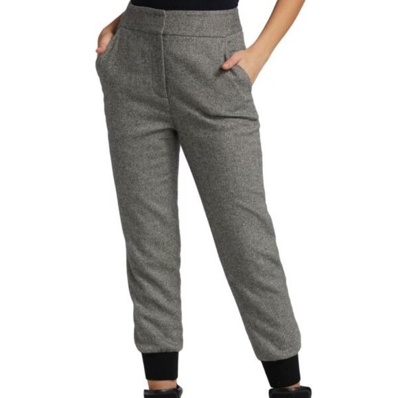 Veronica Beard Frazier Herringbone Joggers in Black/White Size 6 - Picture 1 of 4